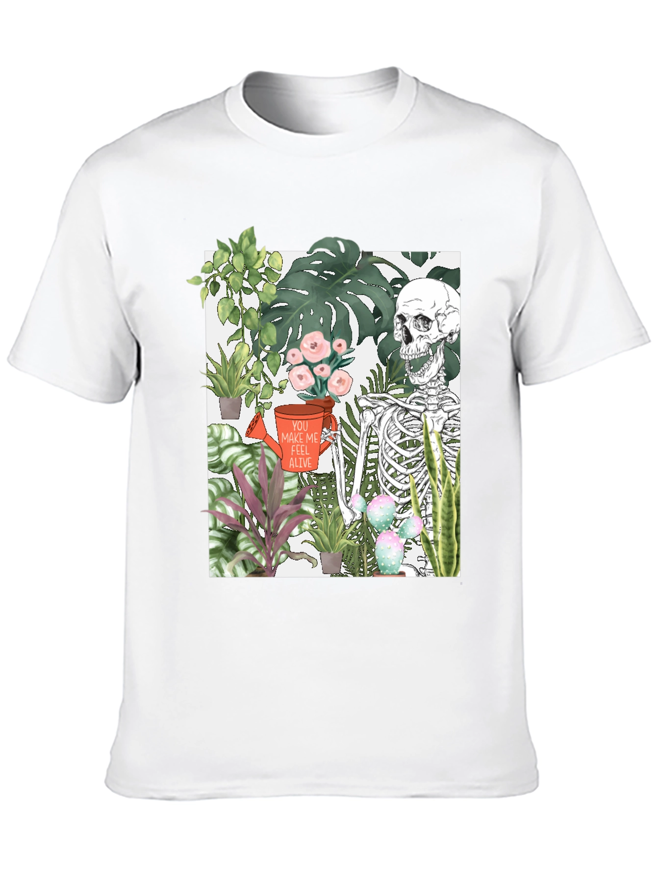 Skeleton & Plants Graphic Tee - Feel Alive!