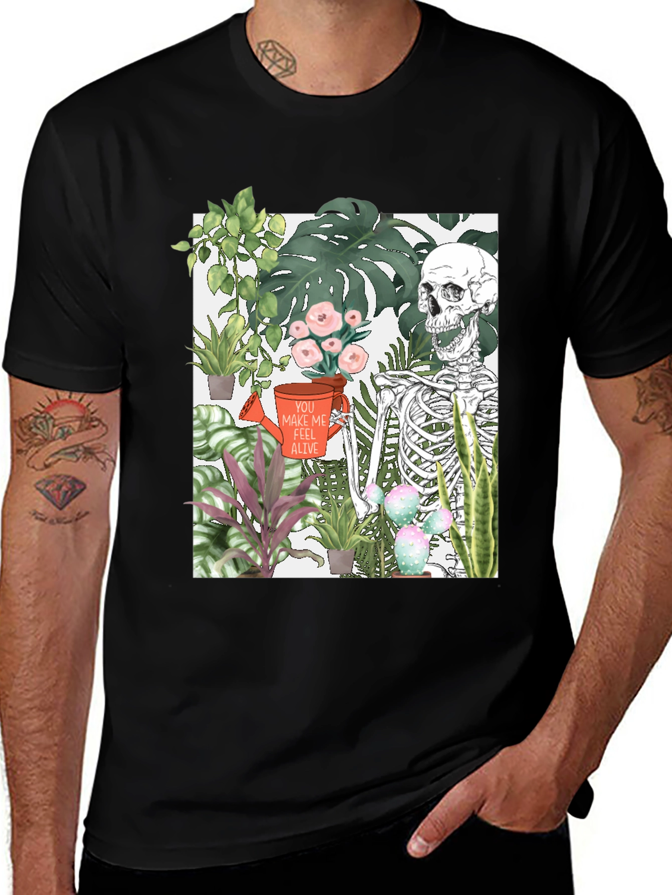 Skeleton & Plants Graphic Tee - Feel Alive!