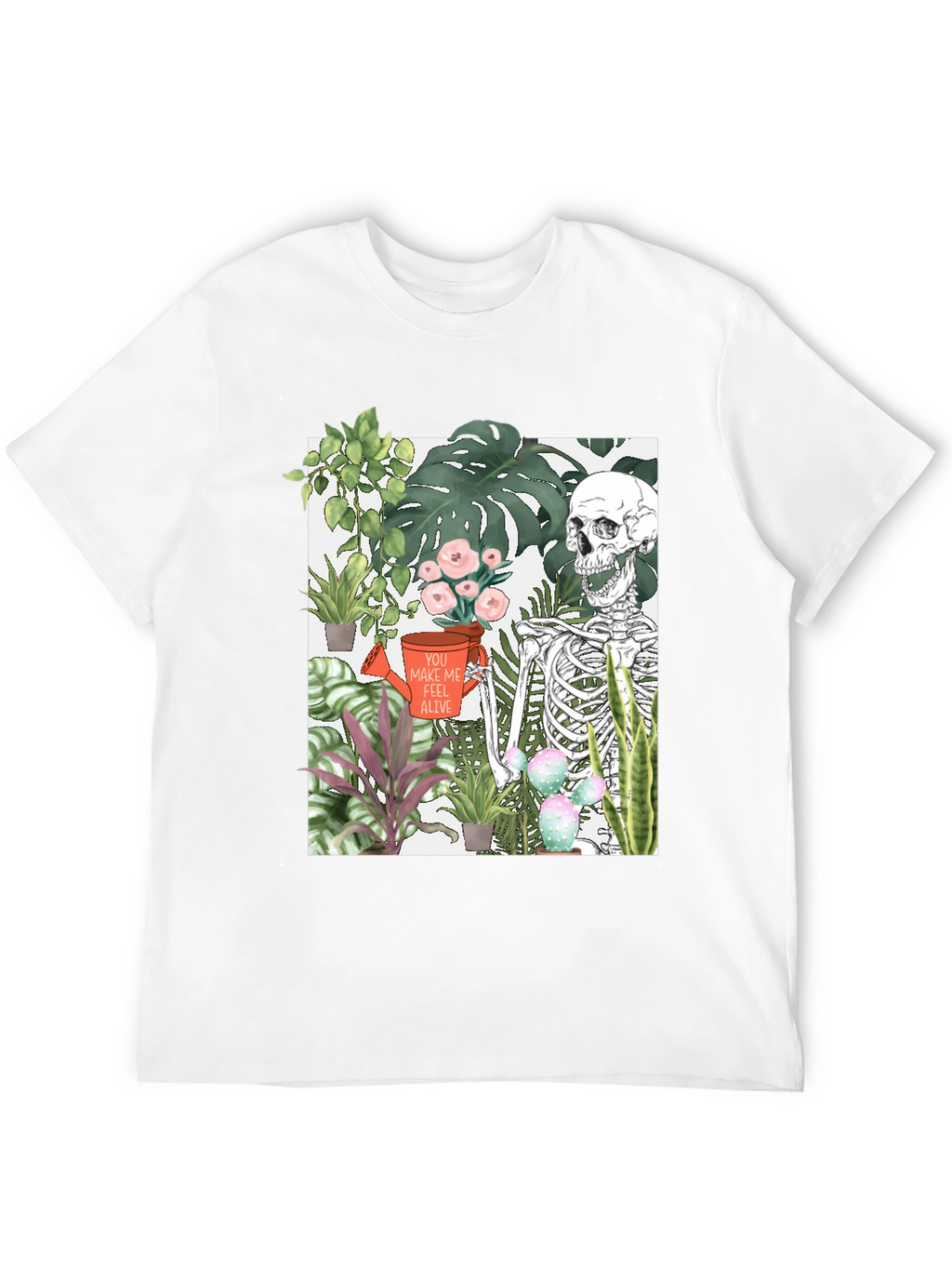 Skeleton & Plants Graphic Tee - Feel Alive!