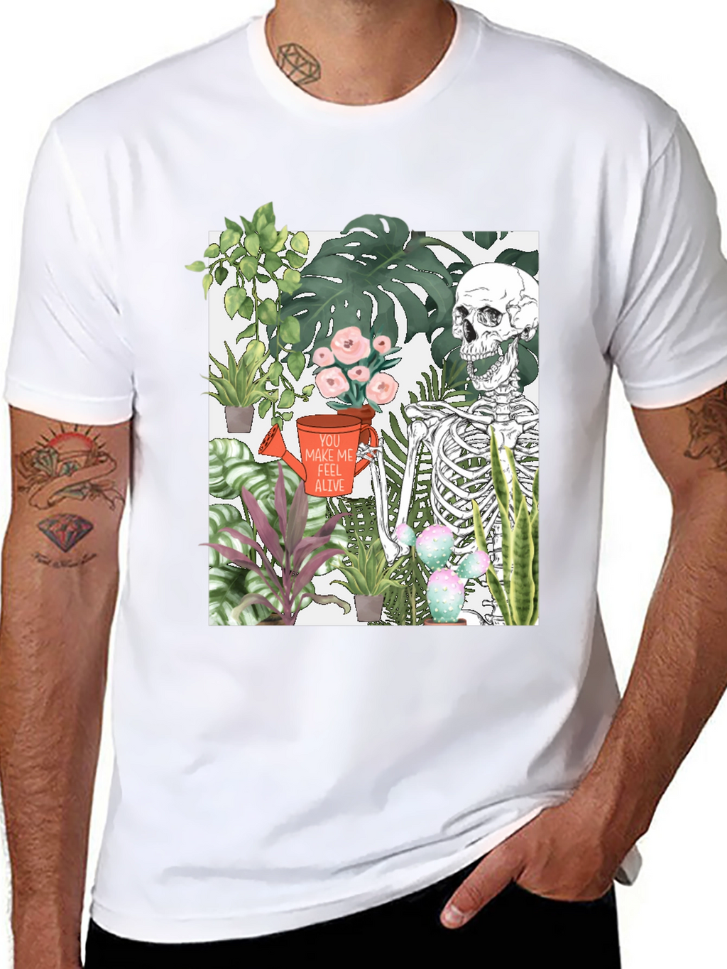Skeleton & Plants Graphic Tee - Feel Alive!