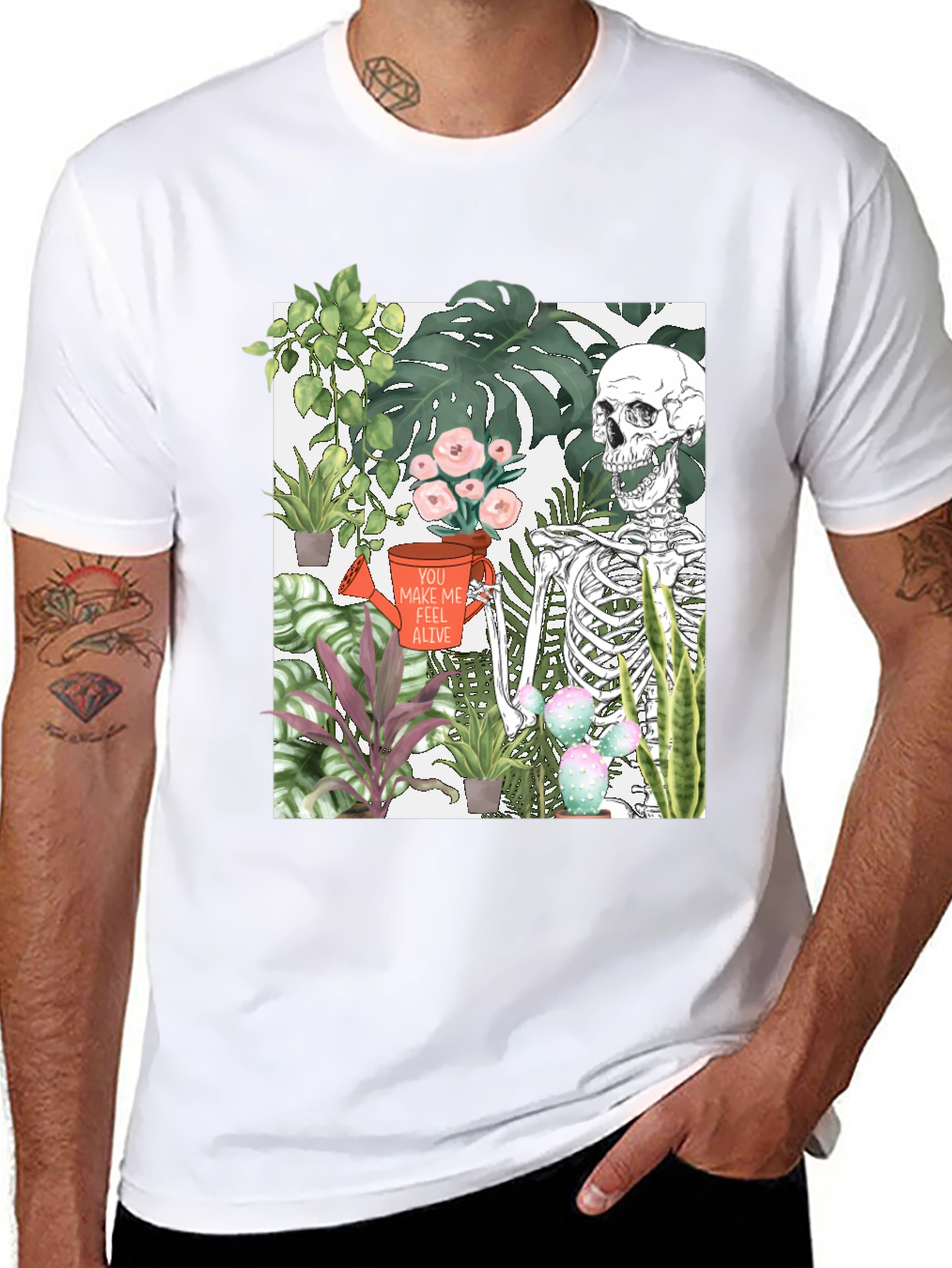 Skeleton & Plants Graphic Tee - Feel Alive!