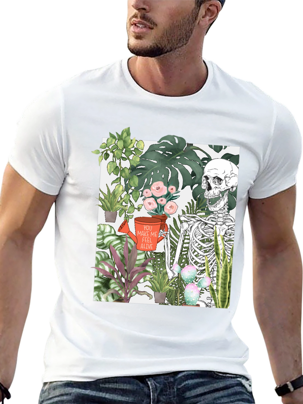 Skeleton & Plants Graphic Tee - Feel Alive!