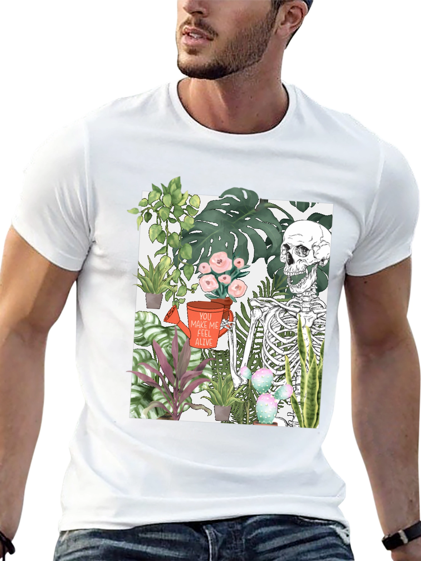 Skeleton & Plants Graphic Tee - Feel Alive!
