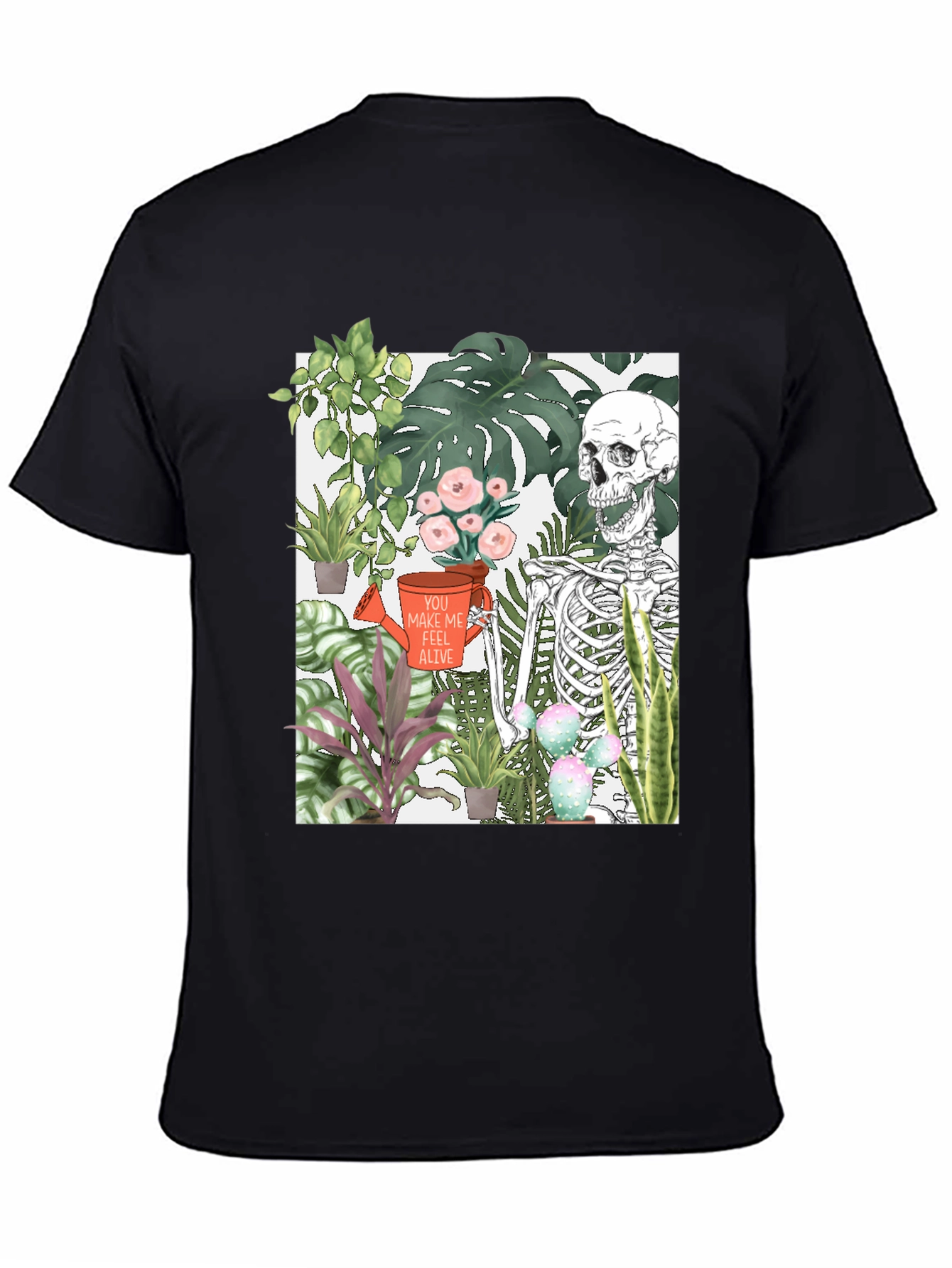 Skeleton & Plants Graphic Tee - Feel Alive!