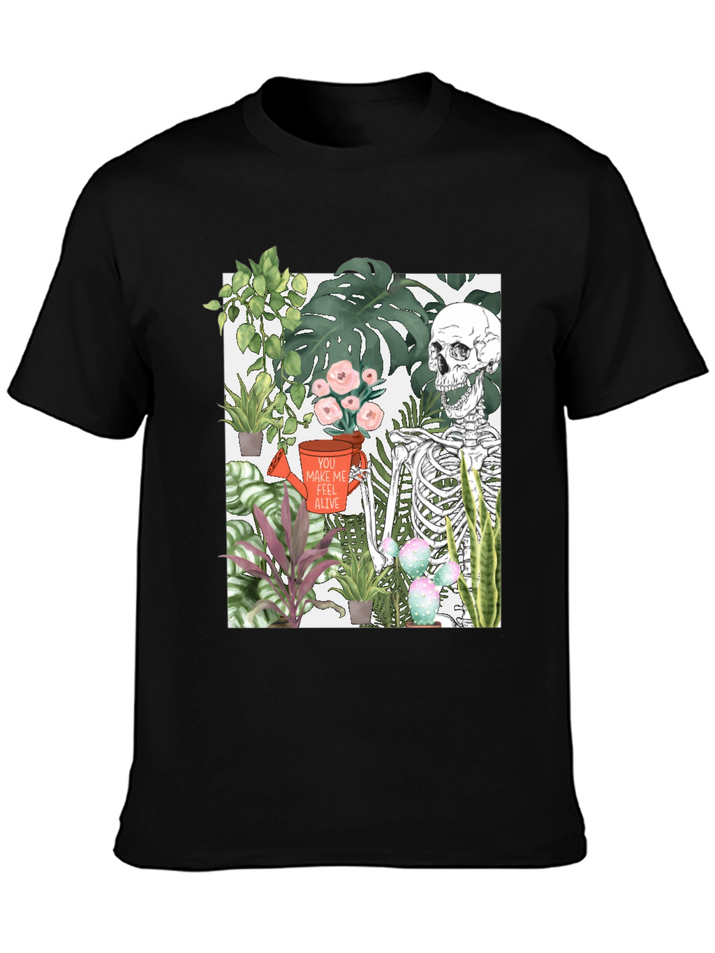 Skeleton & Plants Graphic Tee - Feel Alive!