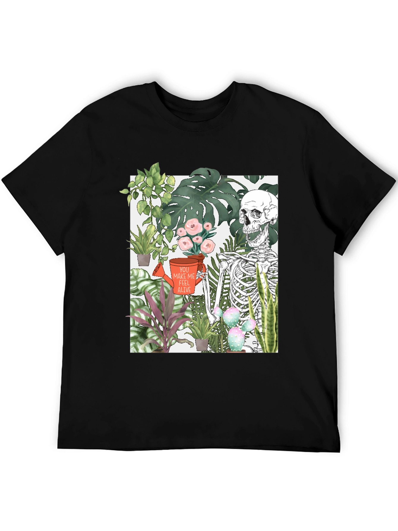 Skeleton & Plants Graphic Tee - Feel Alive!