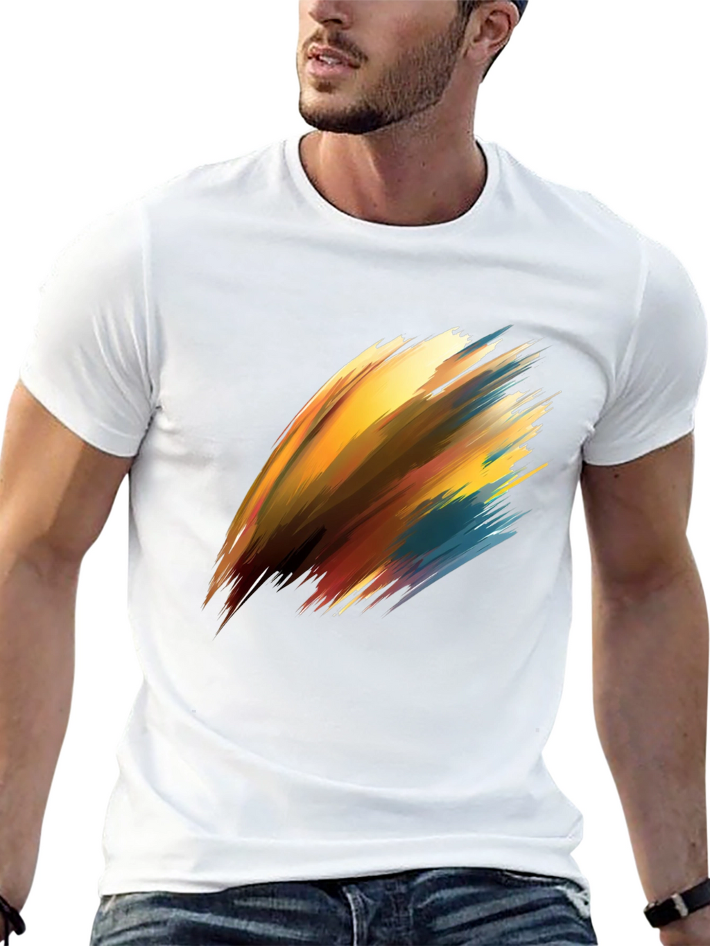 Abstract Brush Stroke Graphic Black T-Shirt