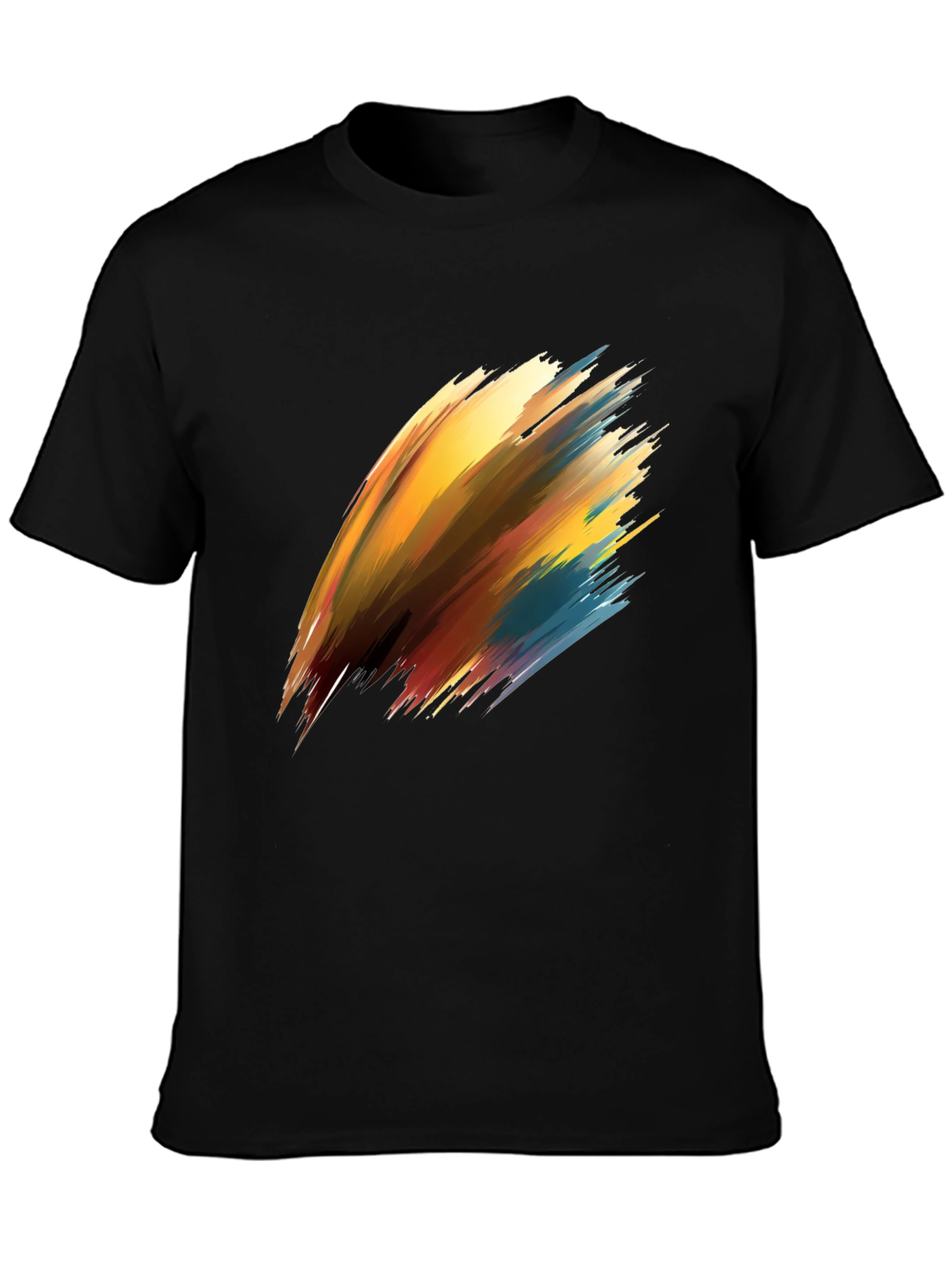 Abstract Brush Stroke Graphic Black T-Shirt