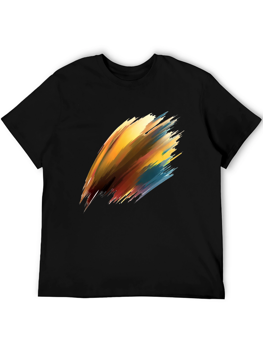 Abstract Brush Stroke Graphic Black T-Shirt