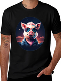 Cool Pig Graphic Tee - Stylish Unisex Black T-Shirt