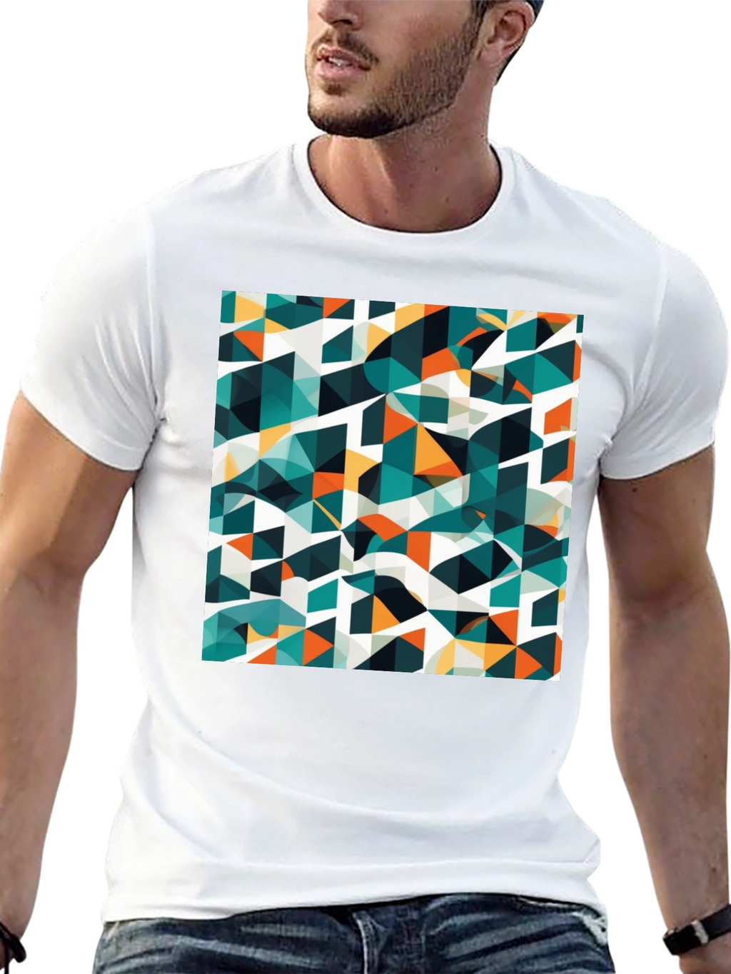 Abstract Geometric Triangle Print Mens T-Shirt
