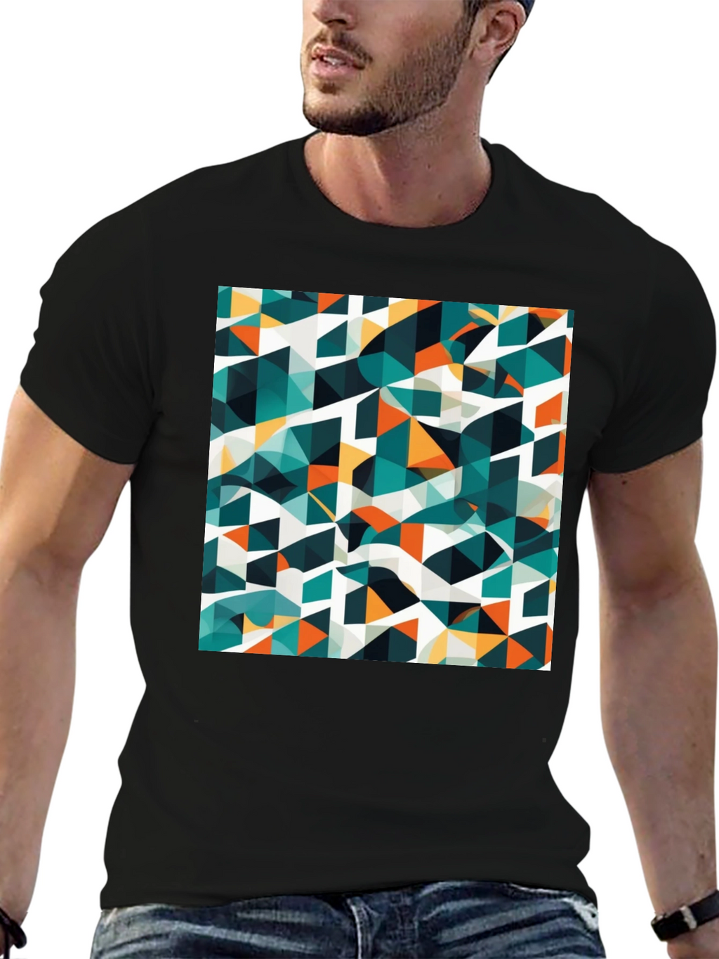 Abstract Geometric Triangle Print Mens T-Shirt