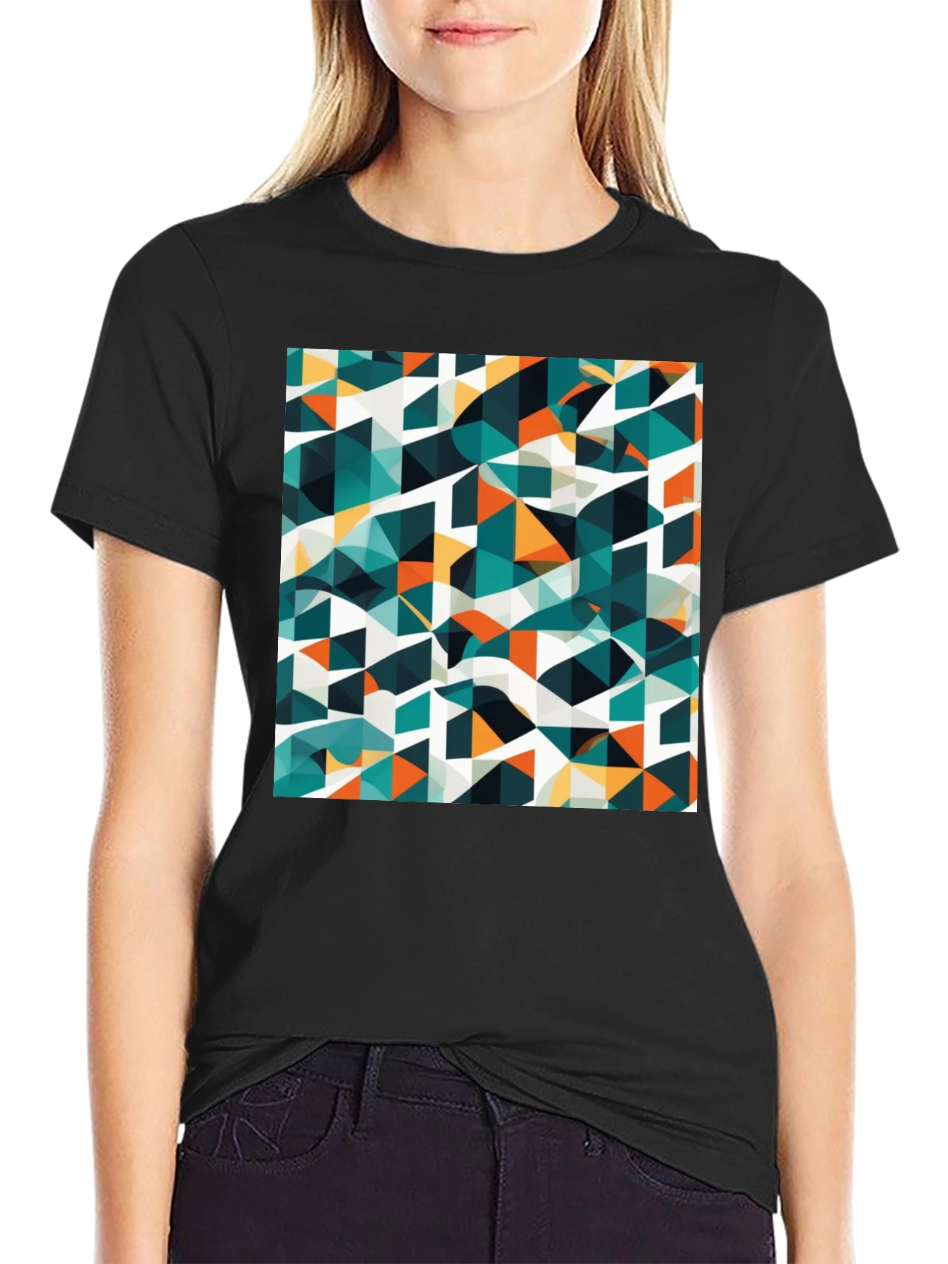 Abstract Geometric Triangle Print Mens T-Shirt