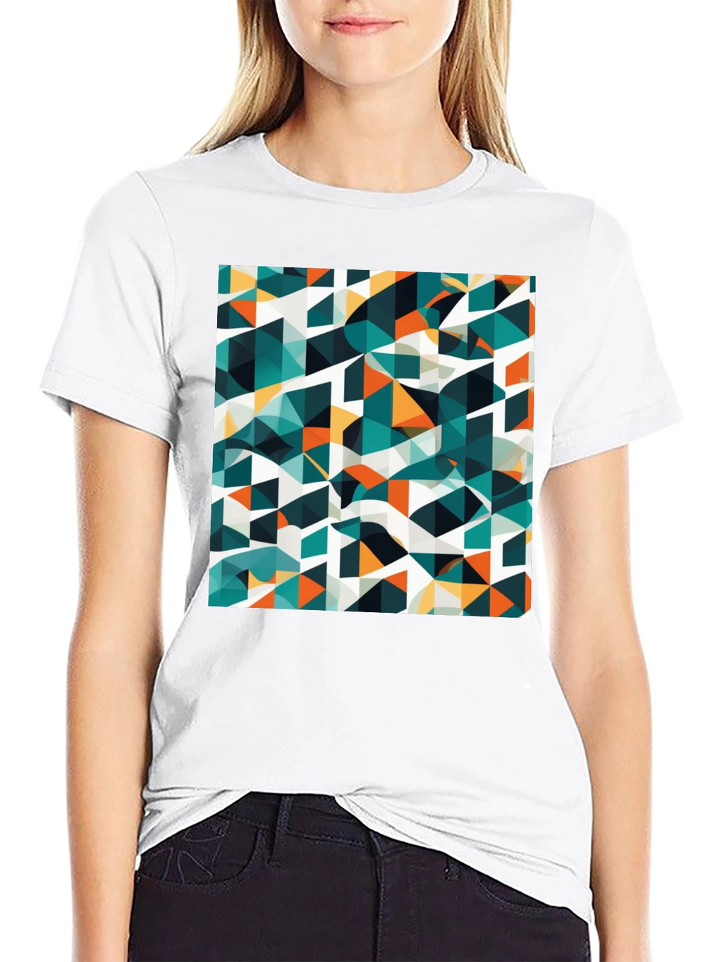 Abstract Geometric Triangle Print Mens T-Shirt