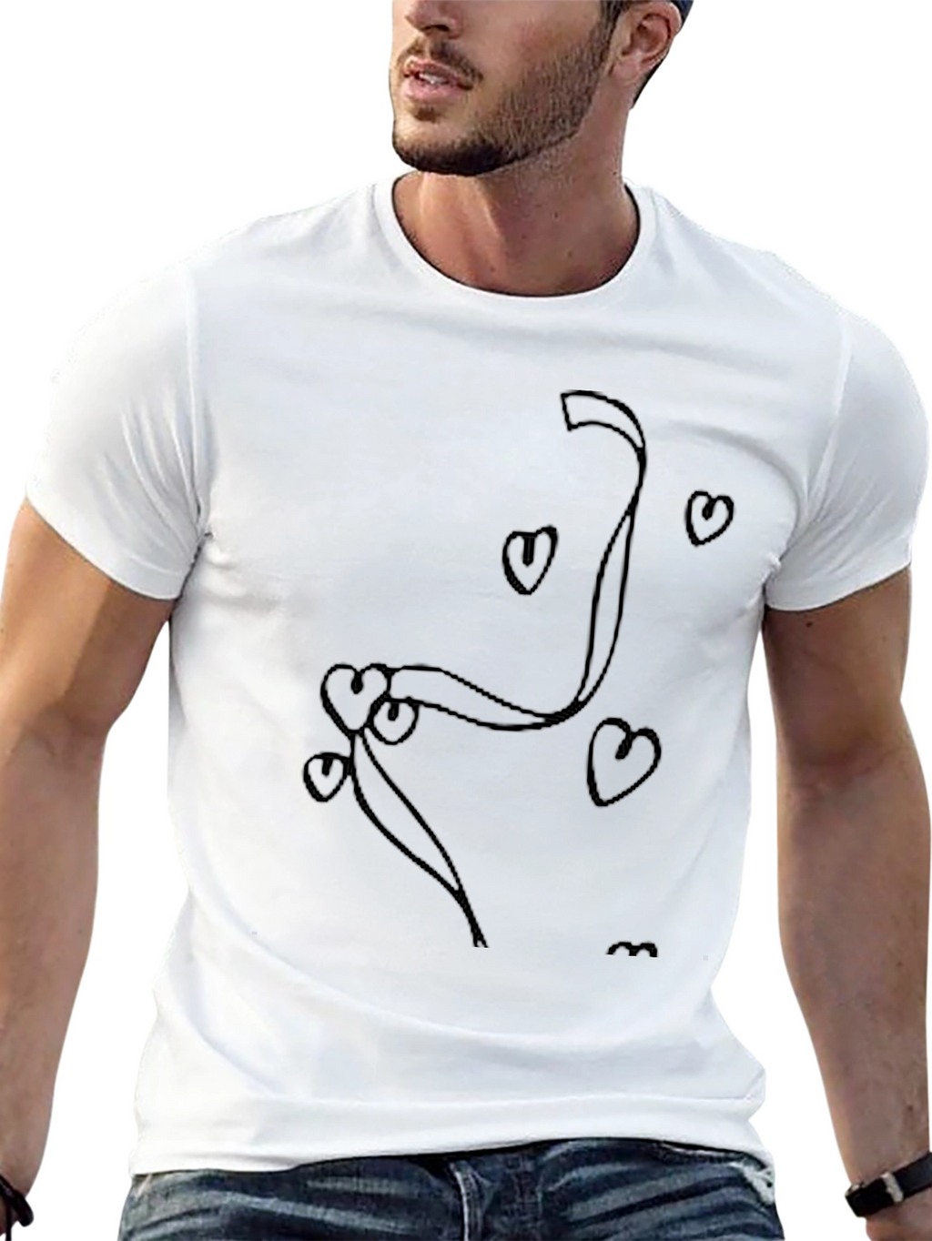 Heart Ribbon Graphic Black T-Shirt