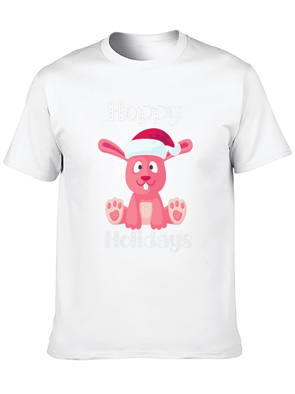 Hoppy Holidays Pink Bunny Christmas T-Shirt