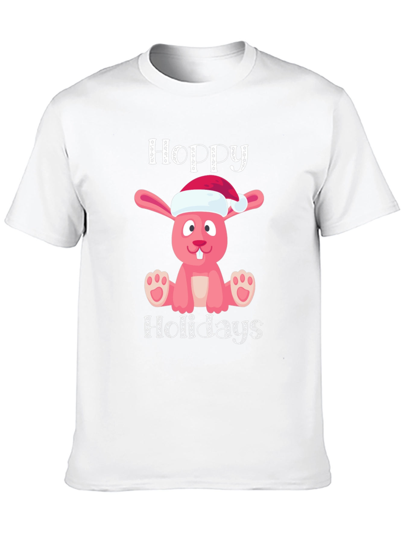 Hoppy Holidays Pink Bunny Christmas T-Shirt