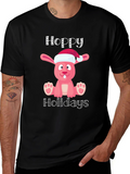 Hoppy Holidays Pink Bunny Christmas T-Shirt