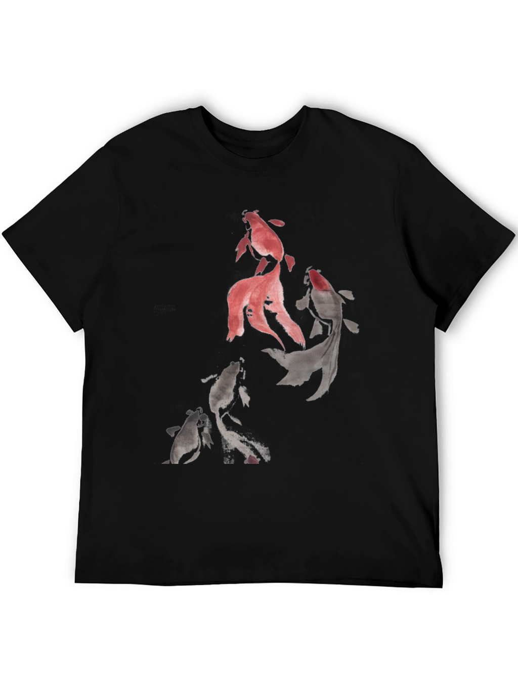 Koi Fish Graphic Print Black T-Shirt