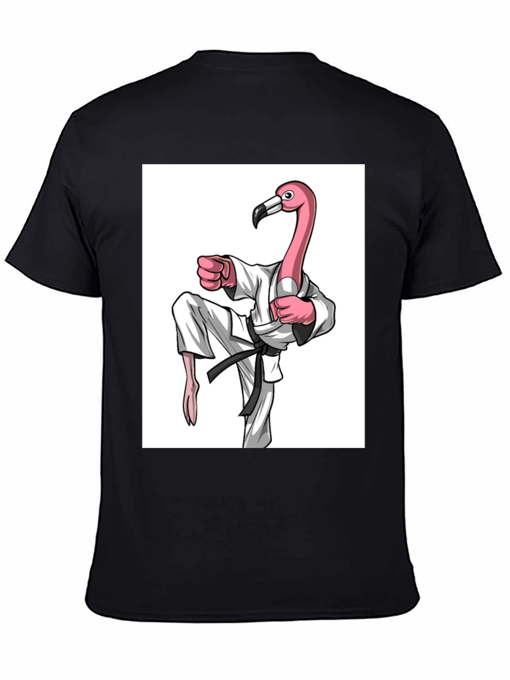 Karate Flamingo Black T-Shirt - Unique Graphic Tee