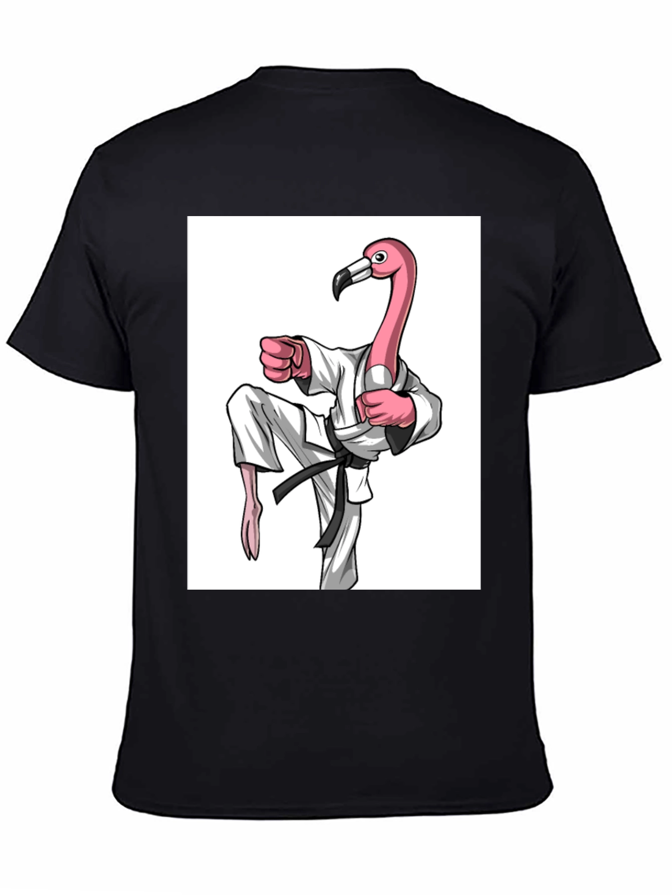 Karate Flamingo Black T-Shirt - Unique Graphic Tee