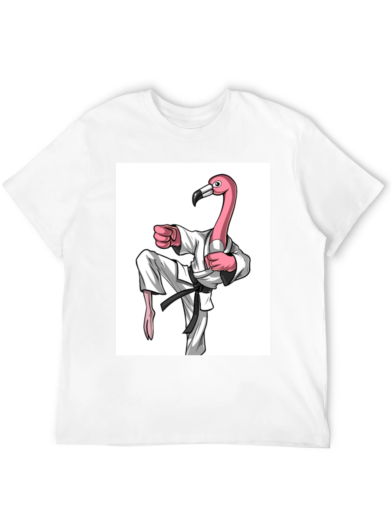 Karate Flamingo Black T-Shirt - Unique Graphic Tee