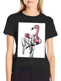 Karate Flamingo Black T-Shirt - Unique Graphic Tee
