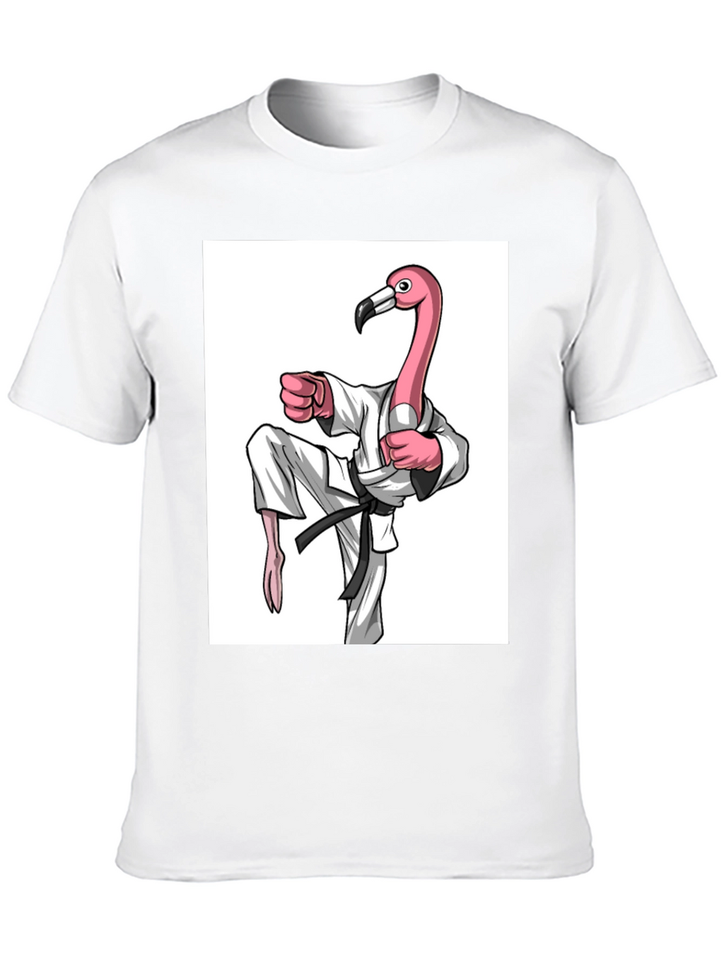 Karate Flamingo Black T-Shirt - Unique Graphic Tee