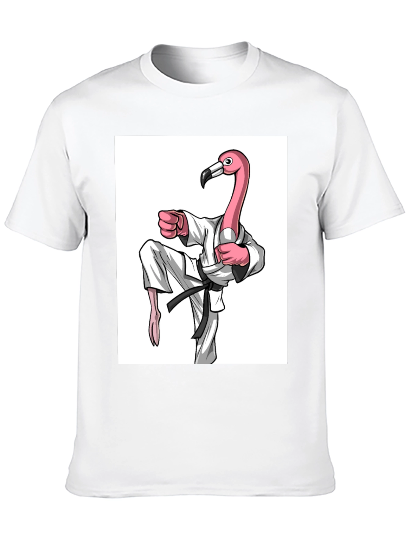 Karate Flamingo Black T-Shirt - Unique Graphic Tee