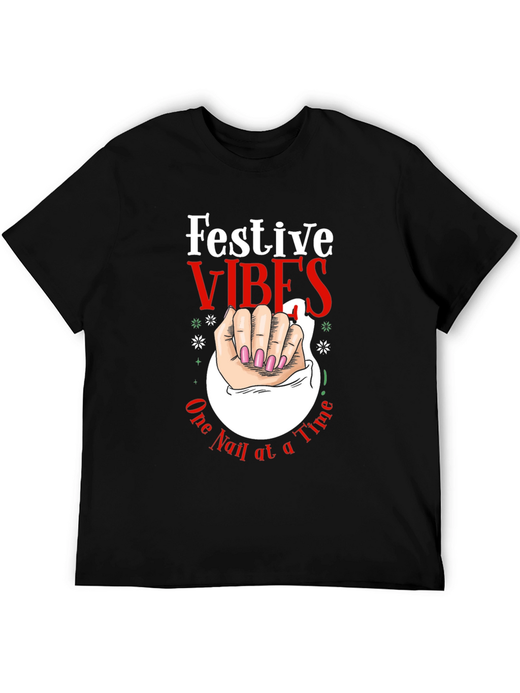 Festive Vibes Nail Art Graphic Tee