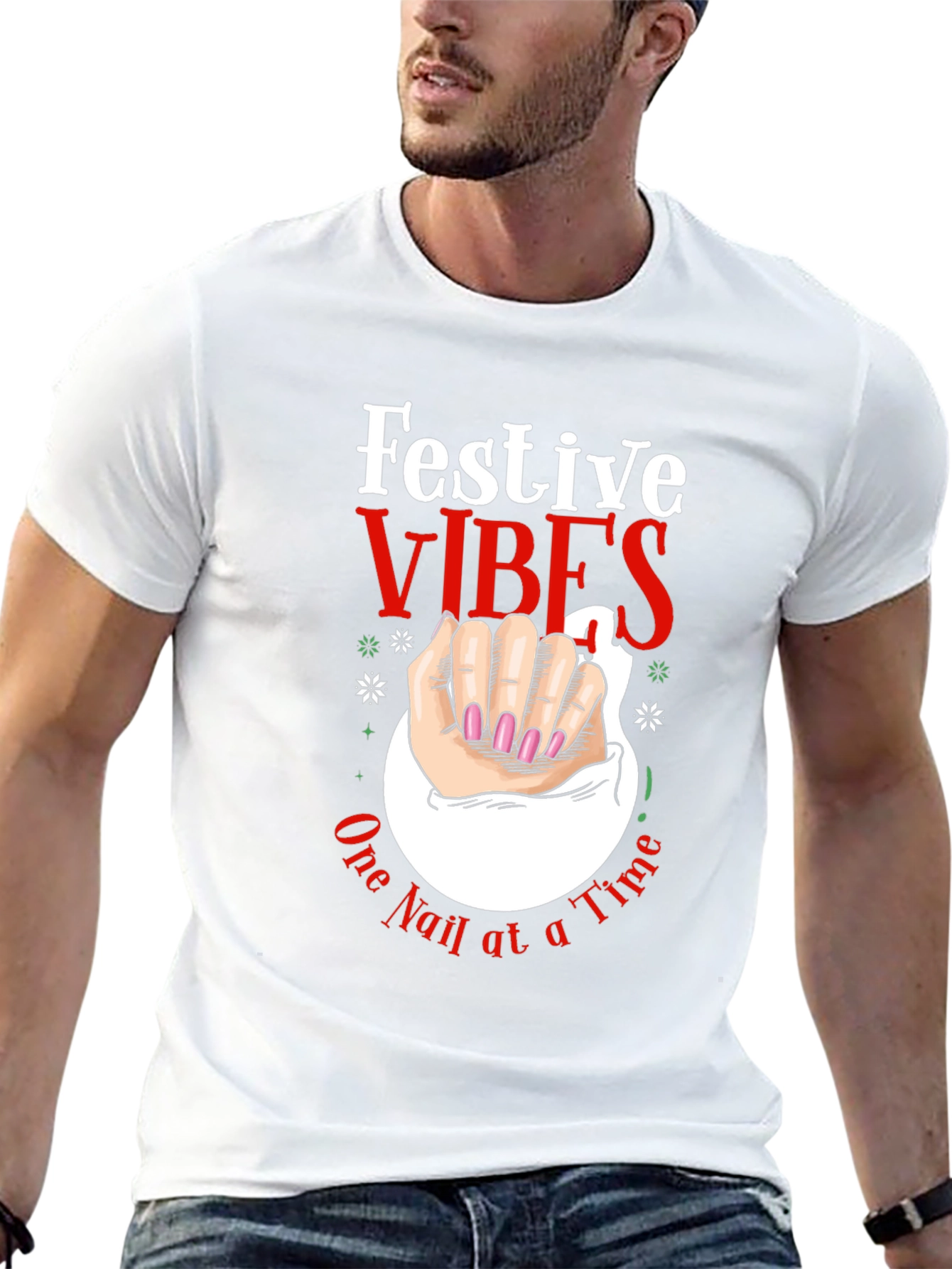 Festive Vibes Nail Art Graphic Tee