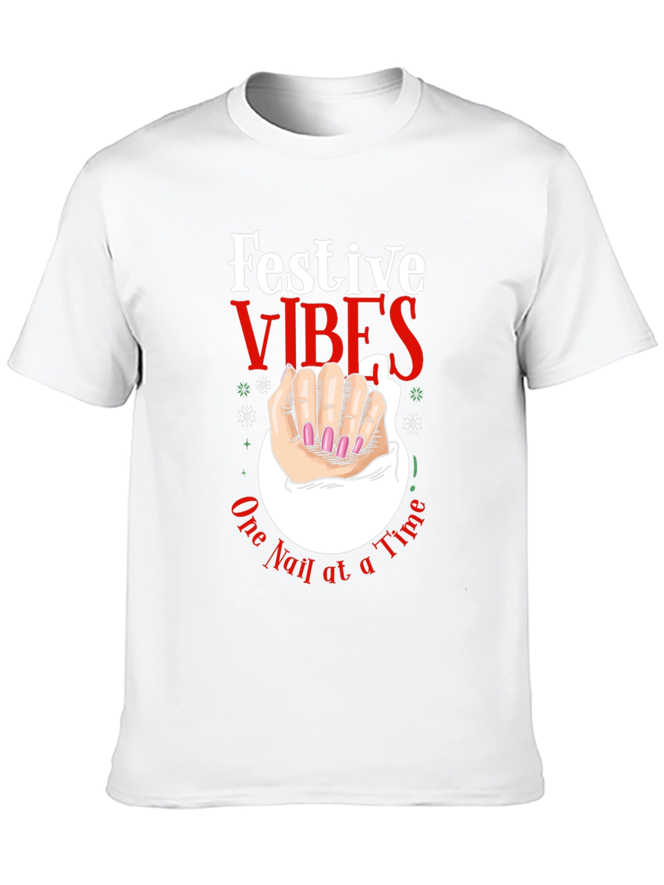 Festive Vibes Nail Art Graphic Tee