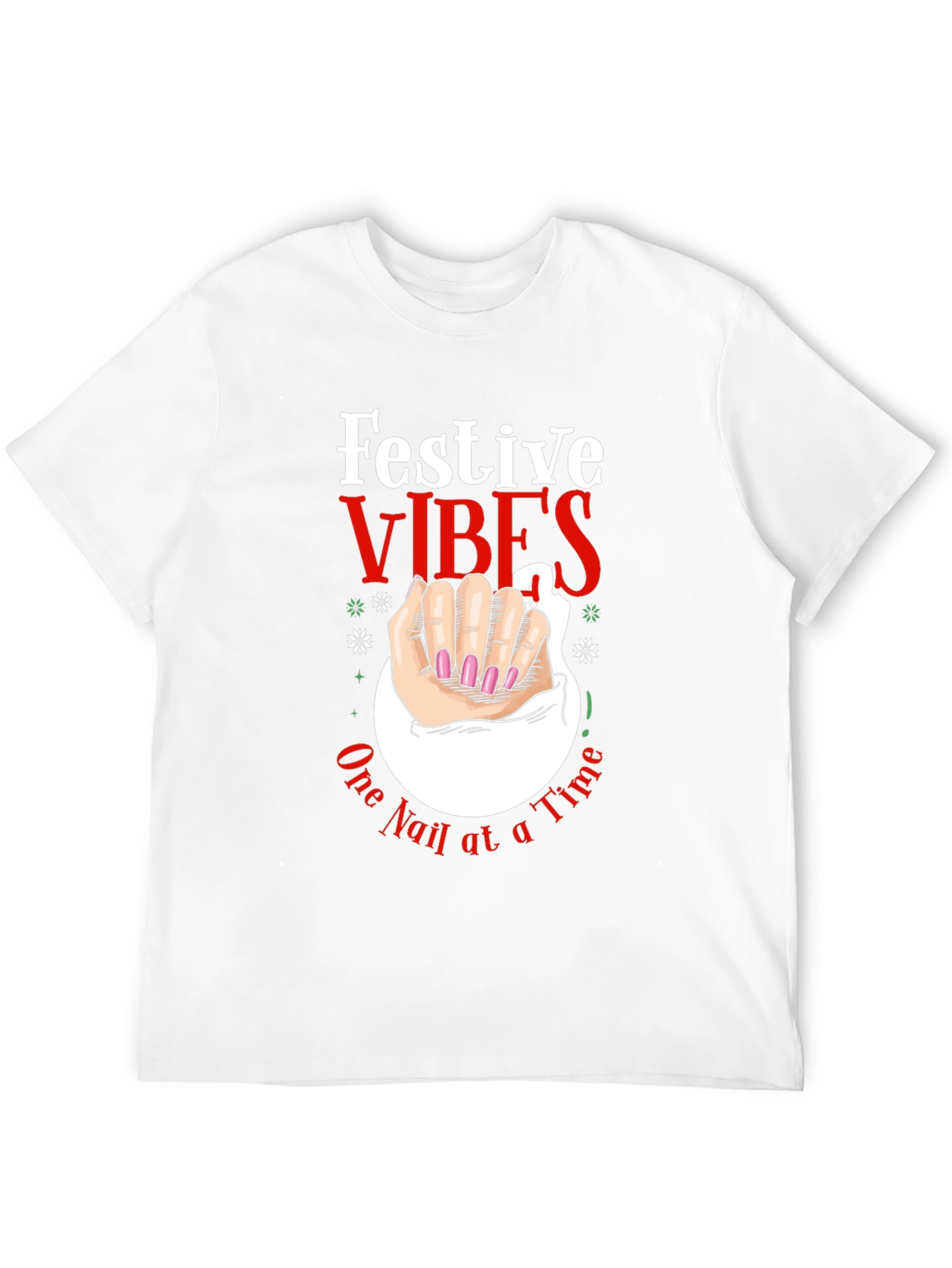Festive Vibes Nail Art Graphic Tee