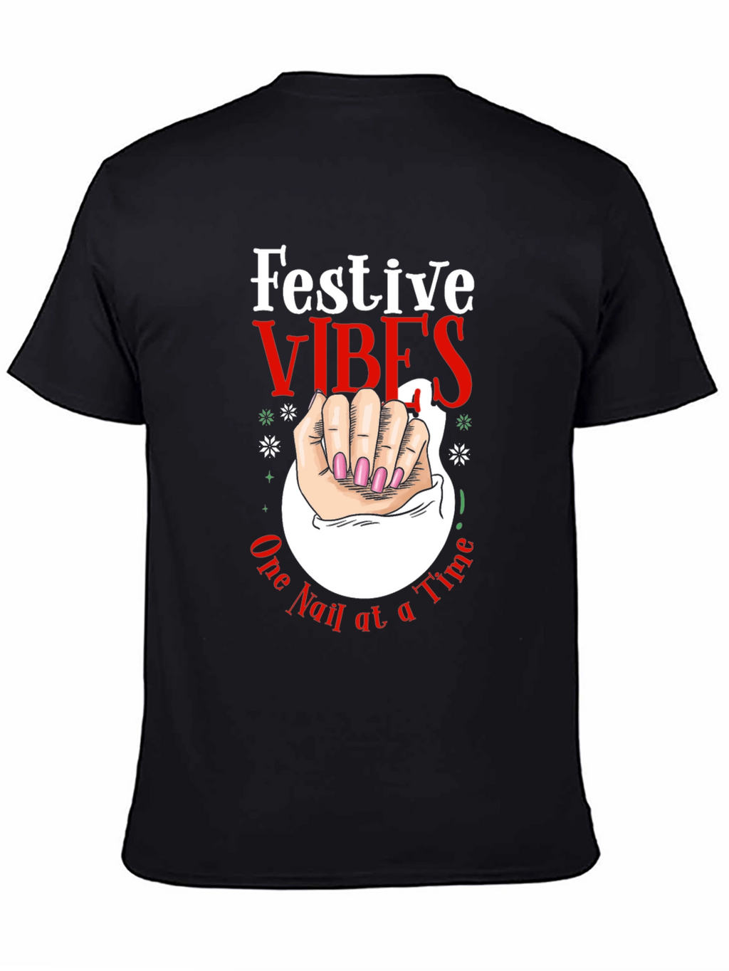 Festive Vibes Nail Art Graphic Tee