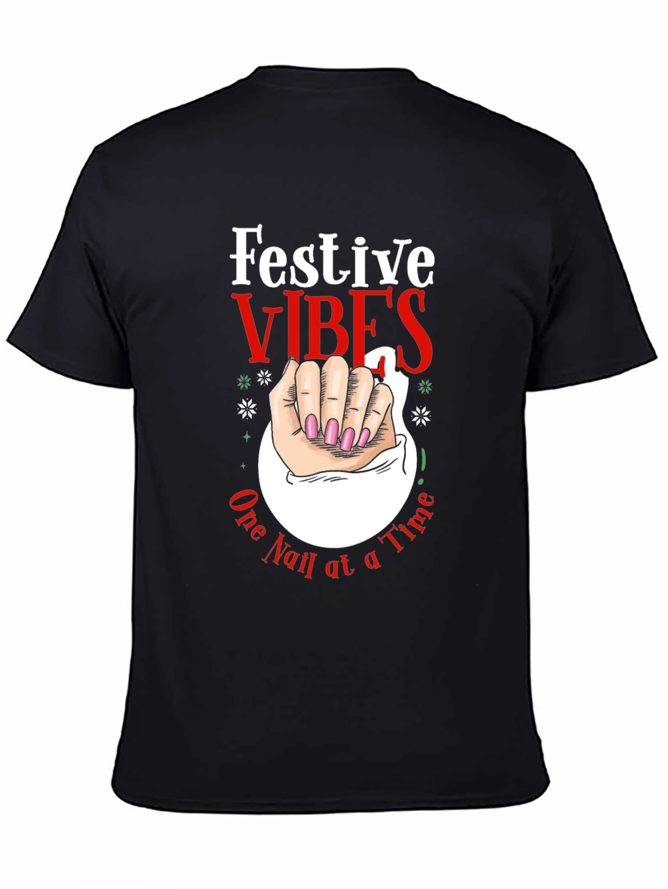 Festive Vibes Nail Art Graphic Tee