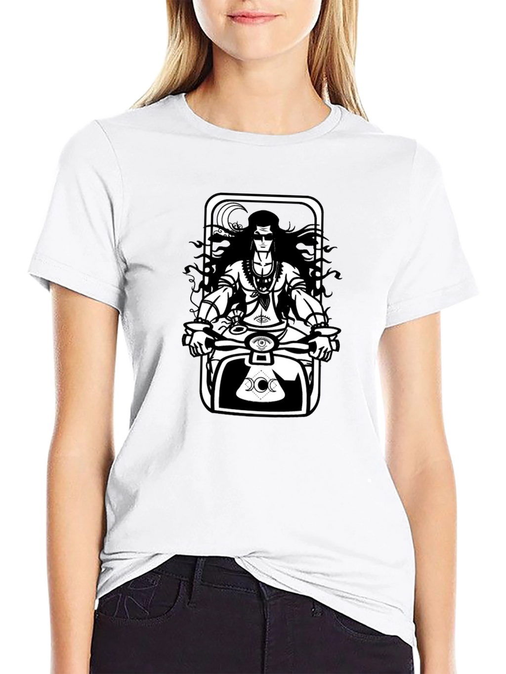 Shiva Motorbike Graphic Tee - Black Cotton Blend