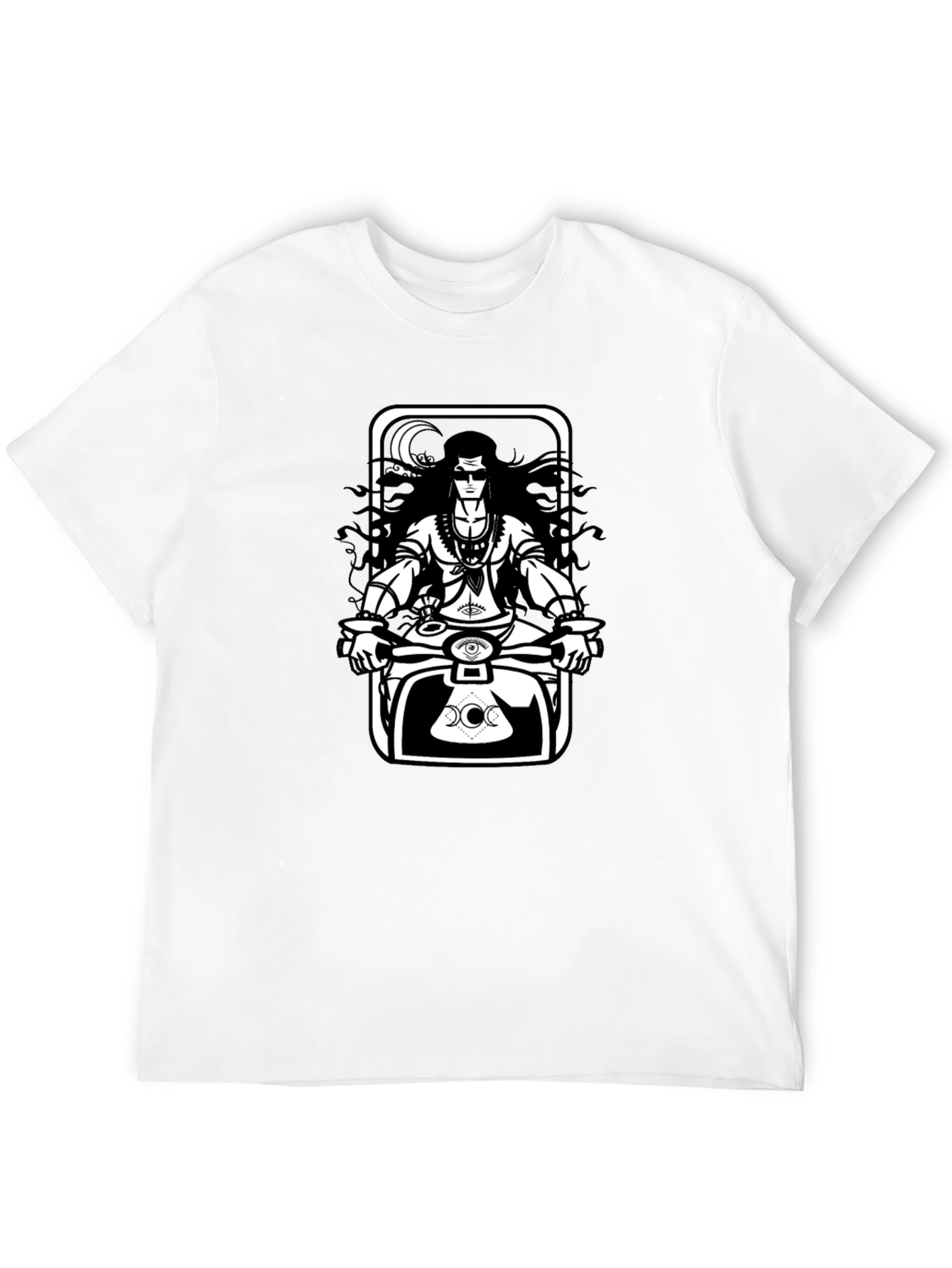 Shiva Motorbike Graphic Tee - Black Cotton Blend