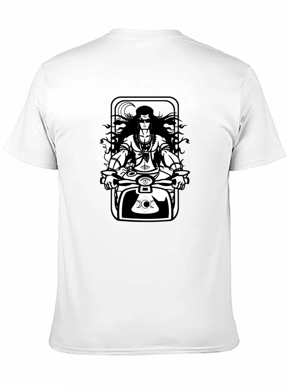 Shiva Motorbike Graphic Tee - Black Cotton Blend