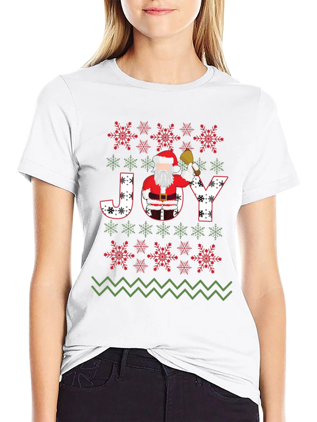 Christmas JOY Santa T-Shirt Festive Holiday Tee