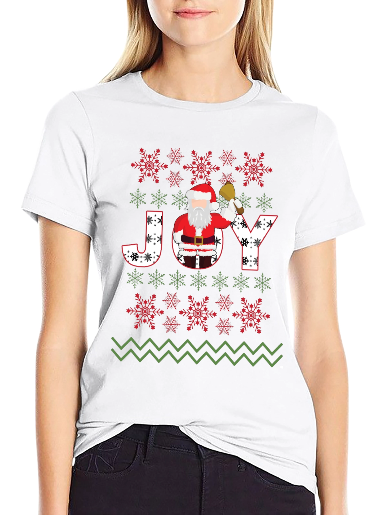 Christmas JOY Santa T-Shirt Festive Holiday Tee