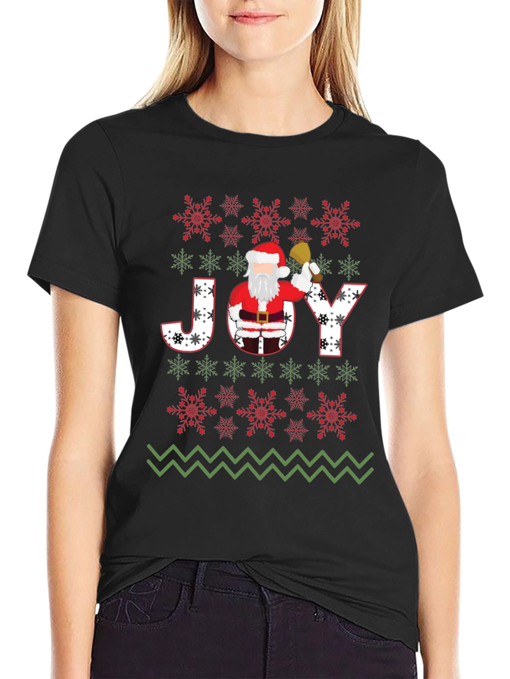 Christmas JOY Santa T-Shirt Festive Holiday Tee