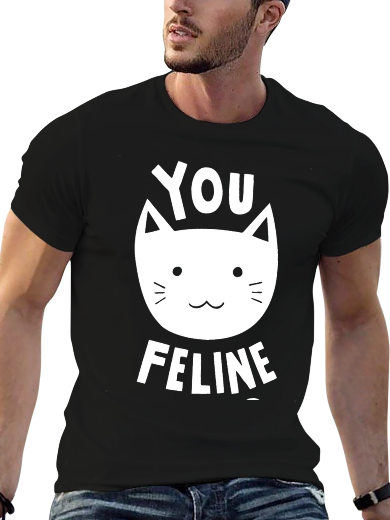 You Feline T-Shirt - Black Graphic Tee