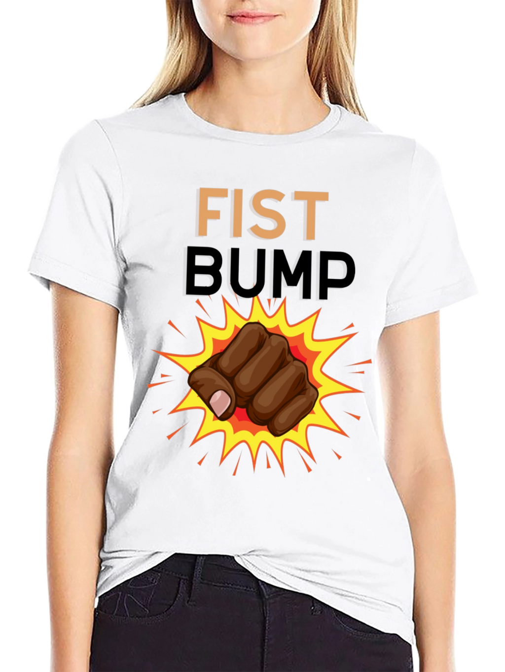 Fist Bump Graphic T-Shirt - Casual Black Tee