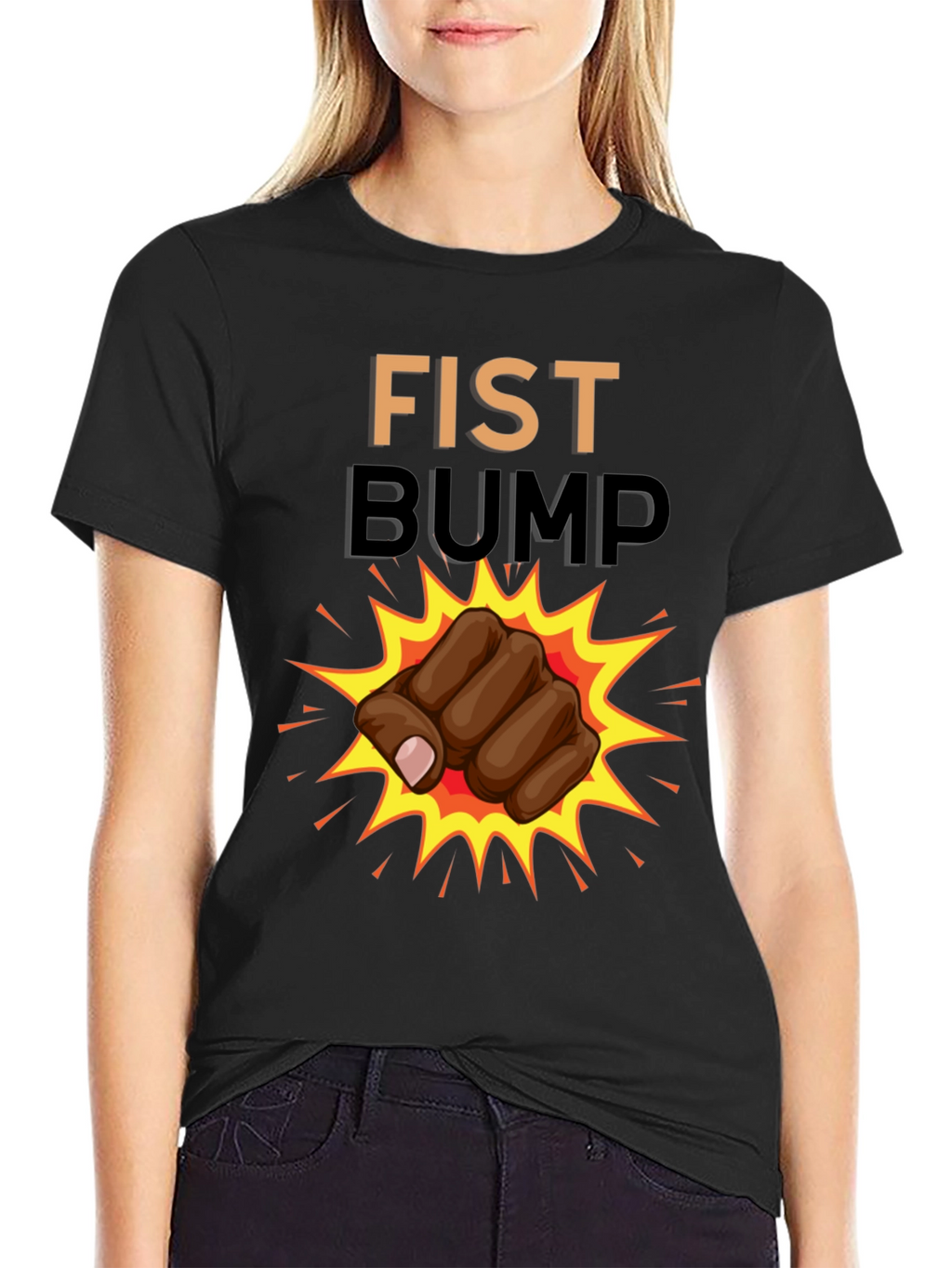 Fist Bump Graphic T-Shirt - Casual Black Tee