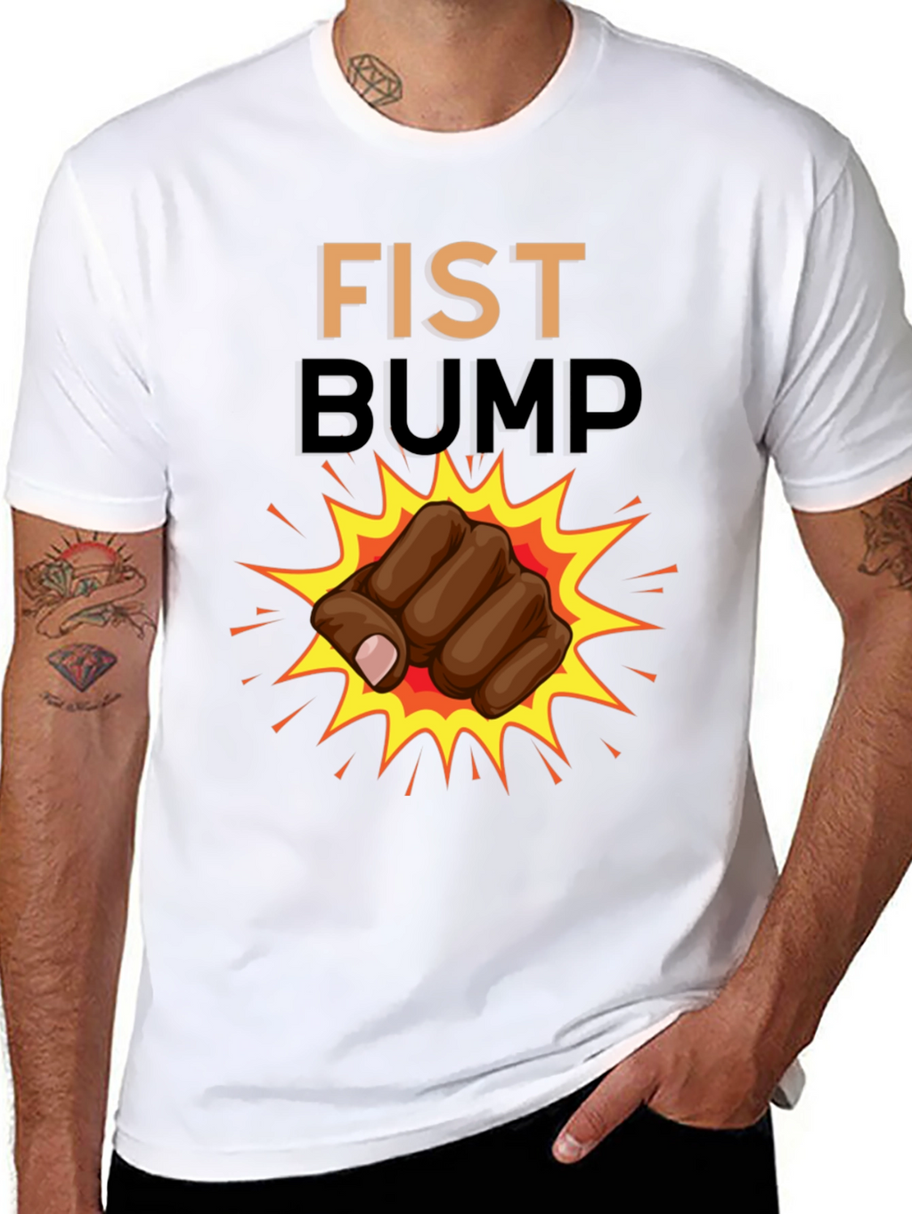 Fist Bump Graphic T-Shirt - Casual Black Tee