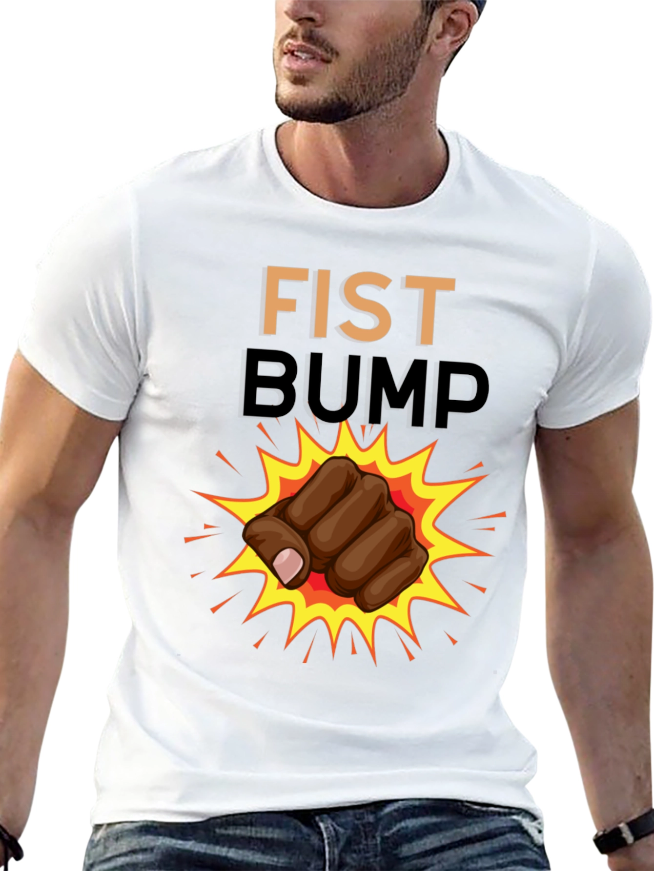 Fist Bump Graphic T-Shirt - Casual Black Tee