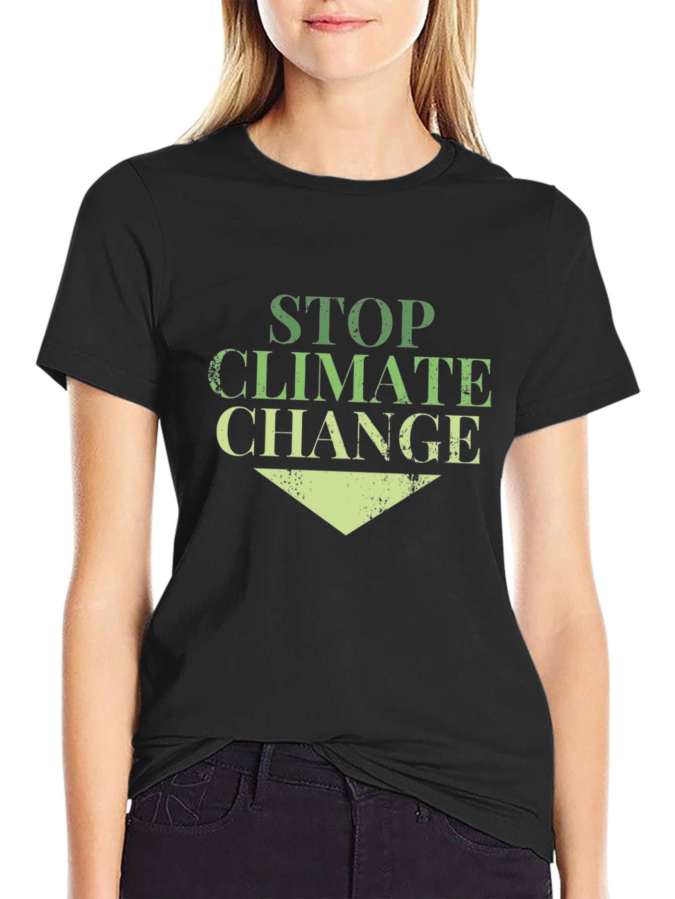 Stop Climate Change Black Cotton Tee