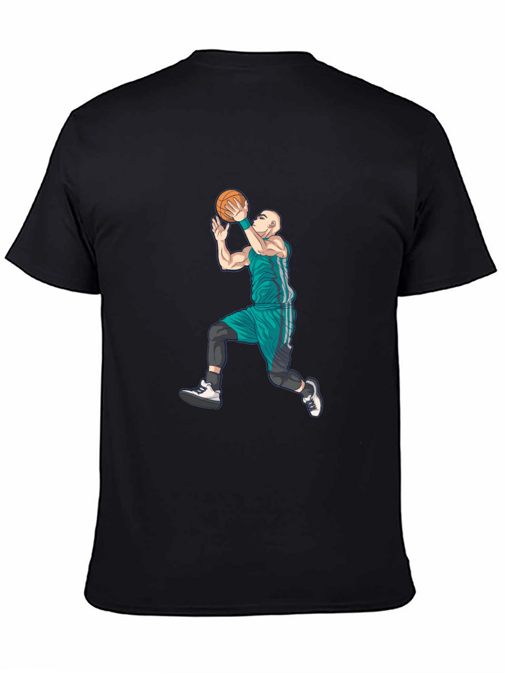 Basketball Player Graphic Tee - Black Cotton Blend