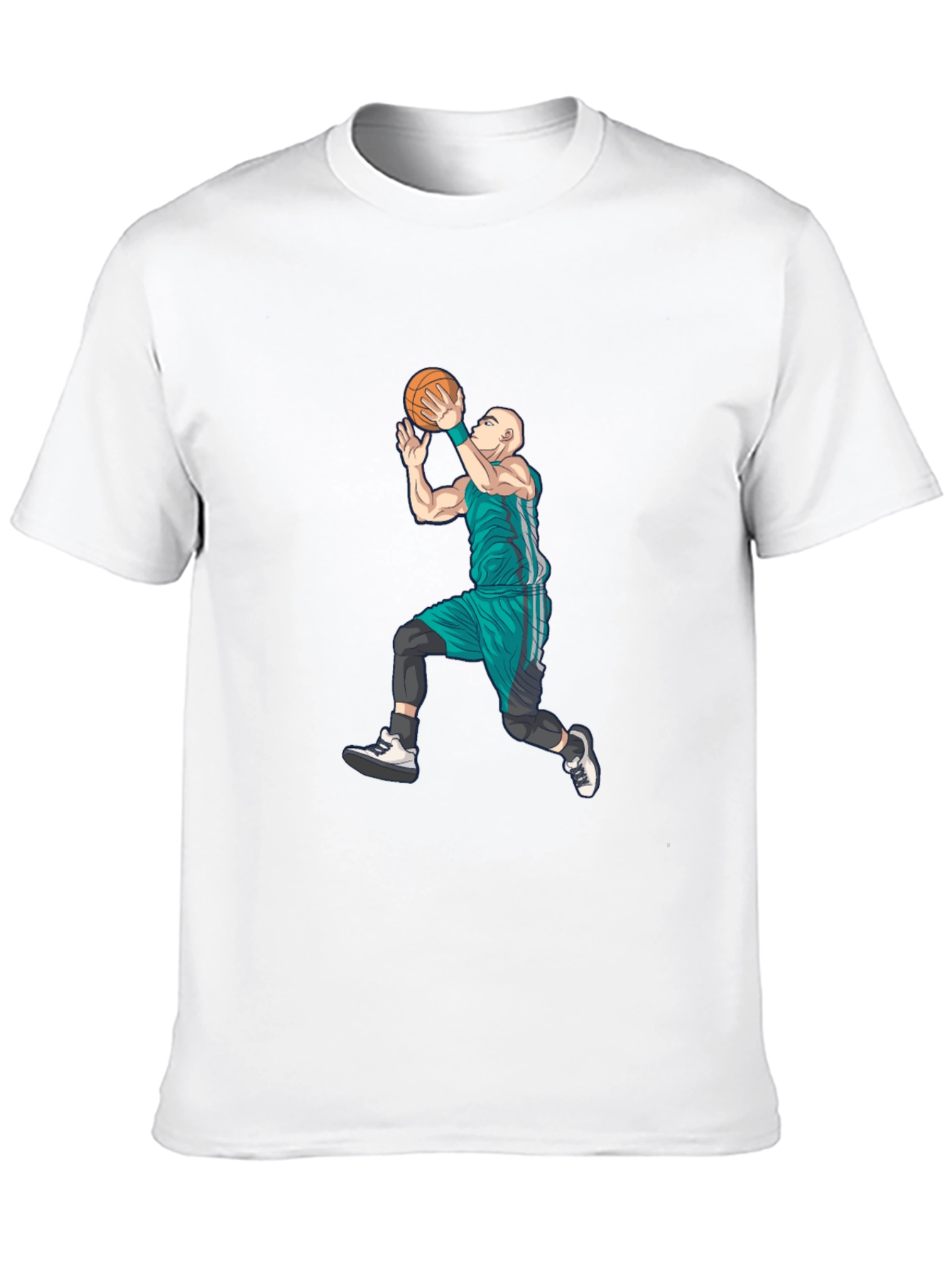 Basketball Player Graphic Tee - Black Cotton Blend