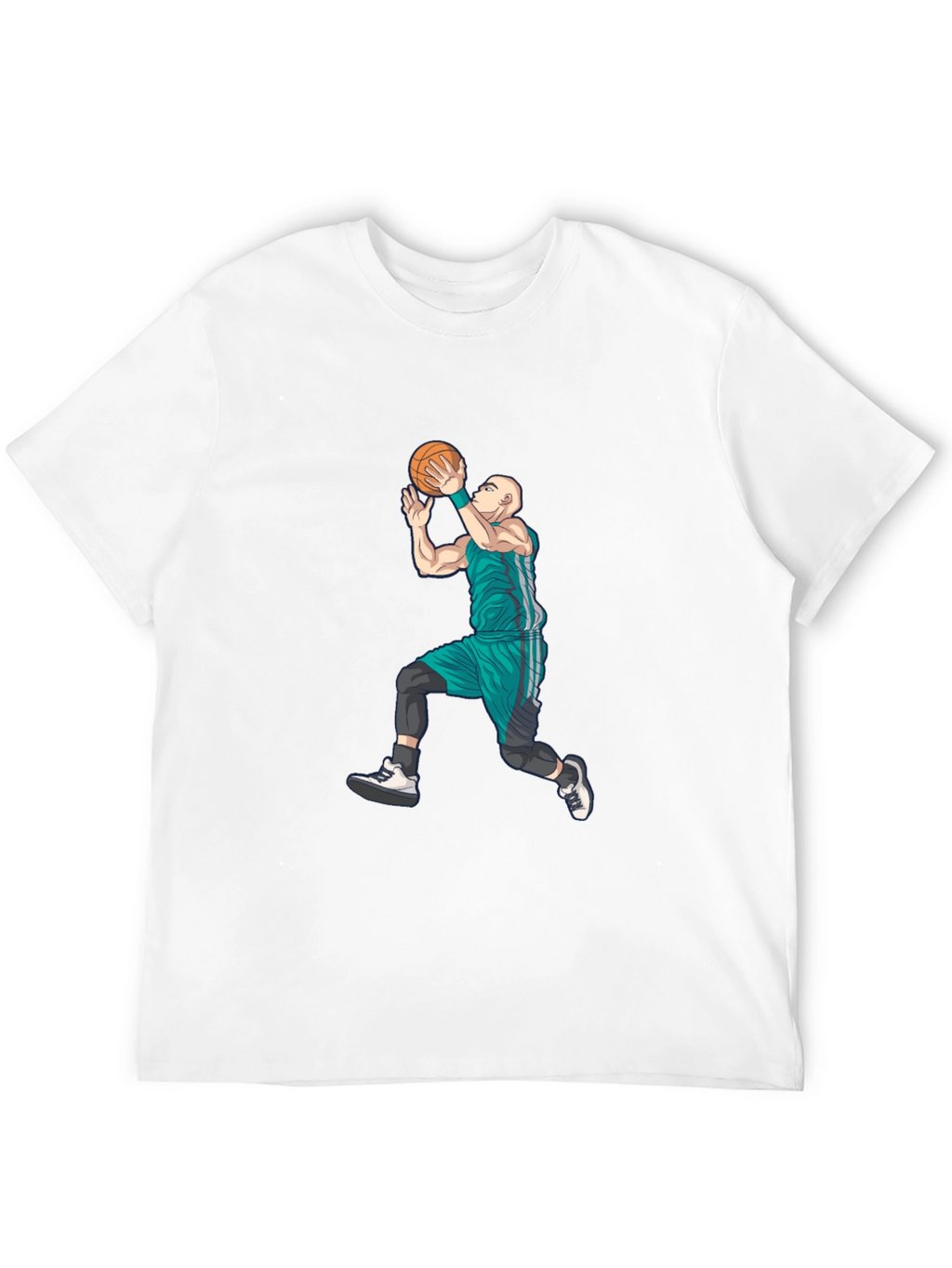 Basketball Player Graphic Tee - Black Cotton Blend